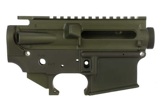Geissele Automatics Super Duty Stripped AR-15 Receiver Set in OD Green has a type III hardcoat anodized finish